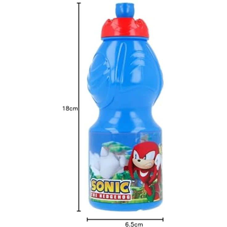 Tinisu Trinkflasche Sonic the Hedgehog, Plastikflasche 400 ml mit Motiv Sonic, Knuckles und Tails, blau – Bild 5