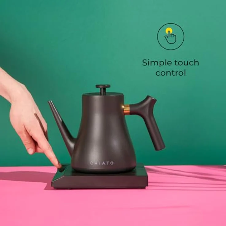CHiATO flowPLAY Classic, Elektrischer Wasserkocher mit 0.6 l Fassungsvermögen, Temperaturregelung bis 100 °C, Schwarz – Bild 6