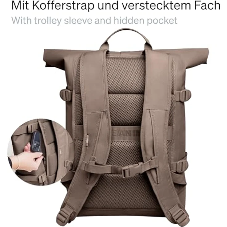 Got Bag Daypack Rucksack ROLLTOP 2.0, nachhaltiger Rucksack aus recyceltem Meeresplastik, wasserdicht, mit 15-Zoll-Laptopsleeve, erweiterbar auf 66 cm – Bild 4