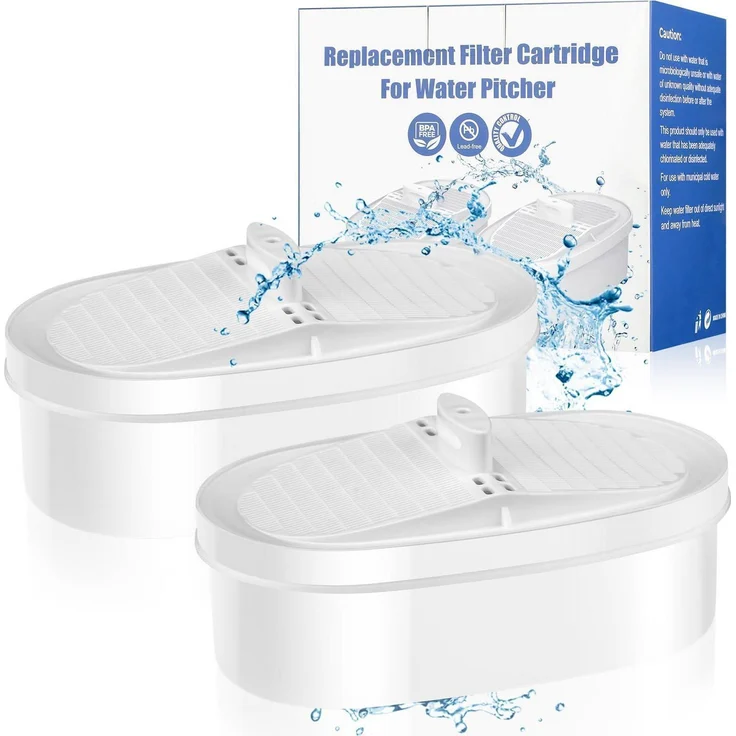 Waterdrop WD-PF-01A Plus Wasserfilter Ersatzfilter, 2 Stück, reduziert Chlor und Verunreinigungen, kompatibel mit Krugfiltersystemen