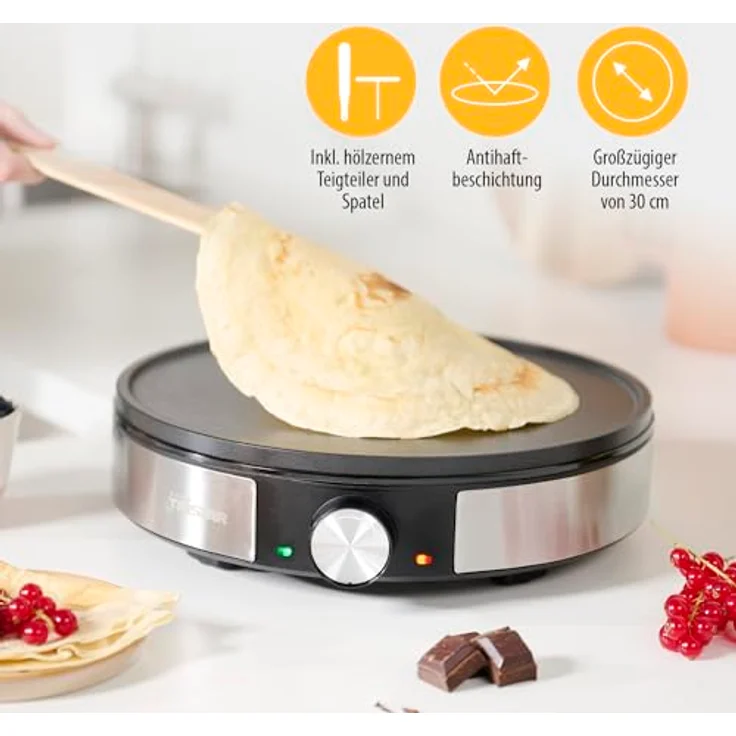 Tristar BP-2638 Crepe Maker, 1200, Edelstahl, Kunststoff, Schwarz, Silber – Bild 3