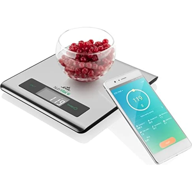 ETA Nutri Vital Elektronische Küchenwaage, 5 kg Tragkraft, 1 g Teilung, rechteckig, LCD-Display, silber – Bild 6