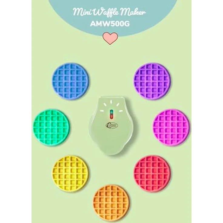 Bestron AMW500G Mini-Waffeleisen, kleiner Waffelmaker mit Antihaftbeschichtung, mint-mattiert, für Kindergeburtstage und Familienfeiern – Bild 3