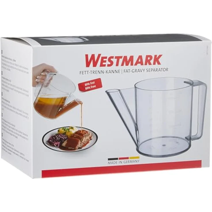 Westmark Fett-Trenn-Kanne, Degraissier-Kanne, Füllvolumen: 1 Liter, Kunststoff, Transparent, 30712260 – Bild 3