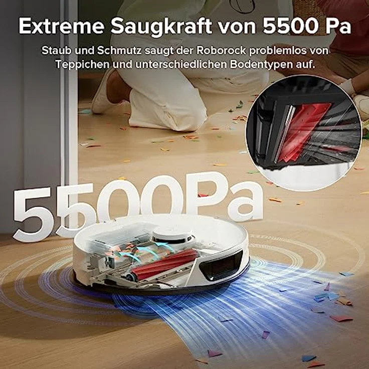 Roborock S7 Max Ultra Saug- und Wischroboter mit Selbstentleerung, Selbstwaschen, Selbsttrocknen, Selbstbefüllen und Selbstreinigung (5500 Pa, Hindernisvermeidung, App/Sprachsteuerung), Weiß – Bild 2