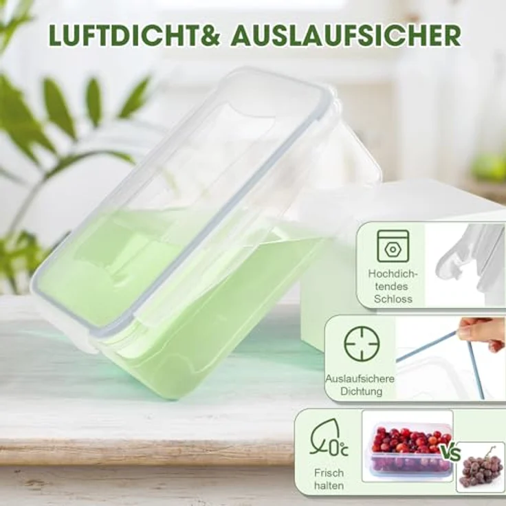 YASHE Frischhaltedose Set, 12-teilig, BPA-frei, 100% auslaufsicher, luftdicht, mikrowellen- und spülmaschinengeeignet, verschiedene Größen 0,5L-2,5L – Bild 2
