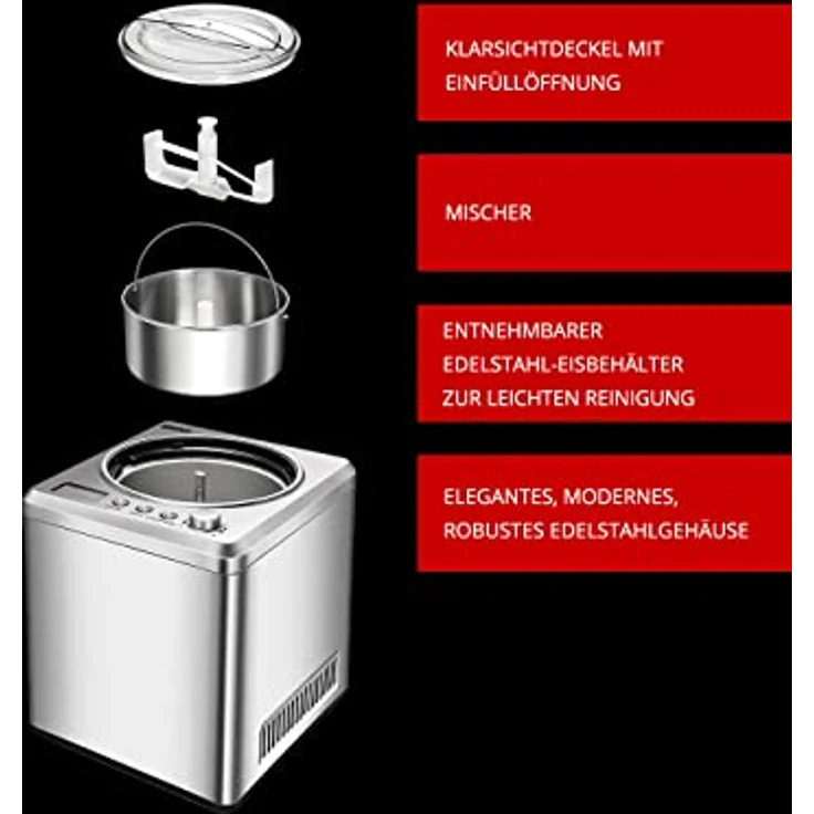 Unold Eismaschine Exklusiv mit Eisbuch 2 L, inklusive 101 Rezepte, 488999 – Bild 4