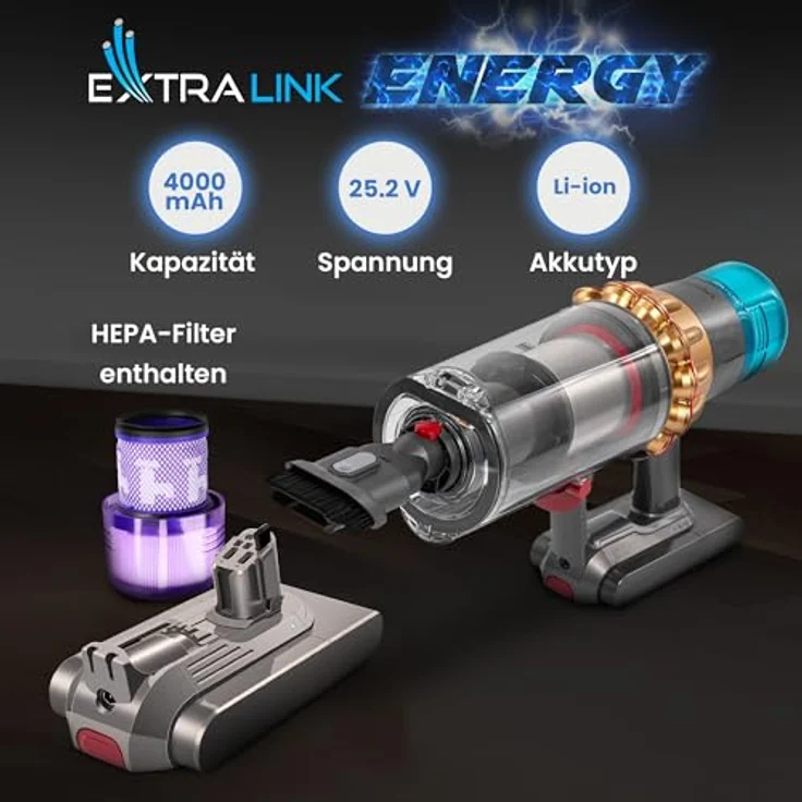 Extralink Ersatzakku für Dyson V11 & V15, 25,2V 4000mAh mit HEPA-Filter, lange Laufzeit, unkomplizierte Montage – Bild 3