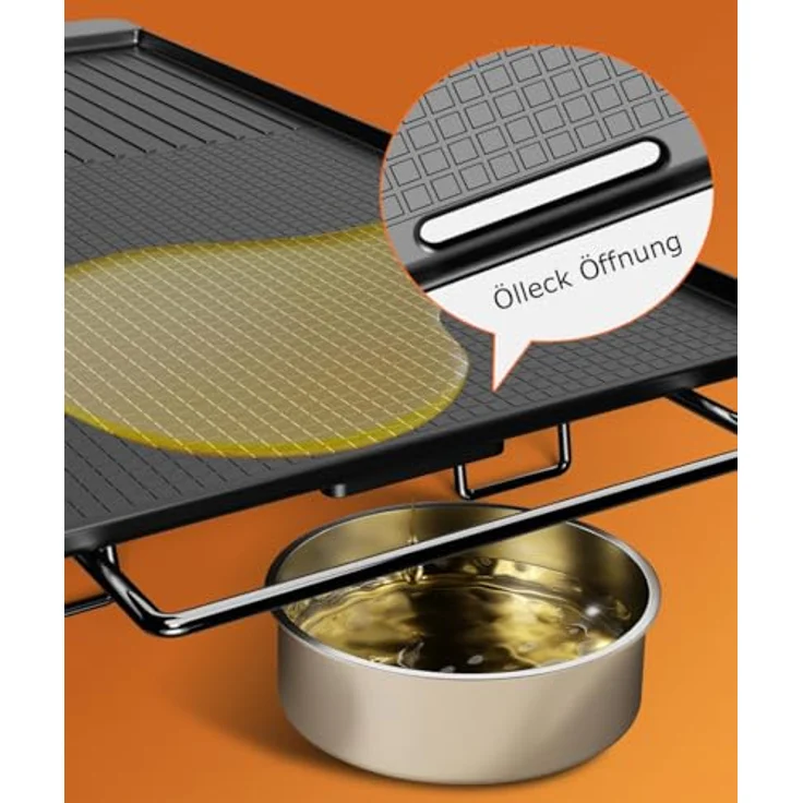 Phönix Germany Tischgrill Elektrogrill, 1300W, Antihaftbeschichtete Grillplatte, Abnehmbares Kabel, Schwarz – Bild 6