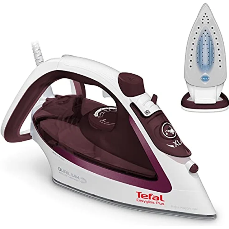 Tefal Easygliss Plus Bügeleisen Dampfbügeleisen mit starken 190g Dampfstoß, Testsieger 2019 - beste Bügelsohle, Durilium AirGlide Sohle mit drei Dampfzonen, 2400 W, Selbstreinigungsfunktion, Antikalk – Bild 1