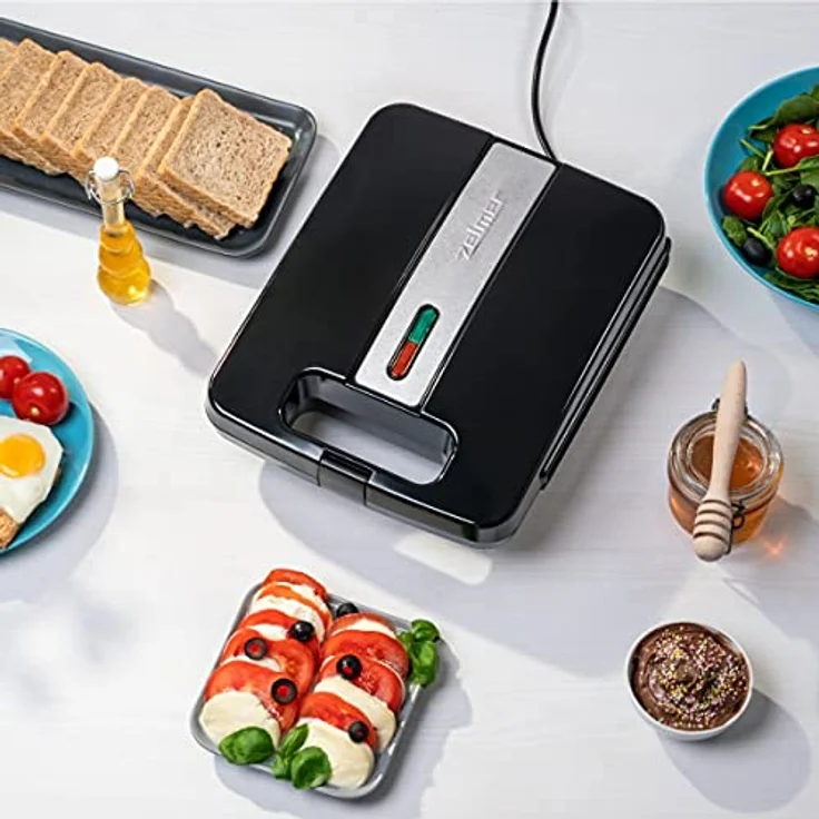 Zelmer ZSM7400 Sandwichmaker - Leistung 1400W, Antihaft-Platten, 4 Scheiben, Schwarz – Bild 5