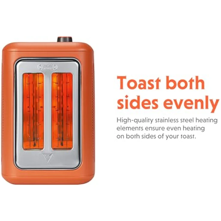Buydeem Toaster DT730E, 2-Slice Automatic Metal Toaster mit motorisierter Auto-Lift-Funktion, LCD-Display, Koi Red – Bild 3