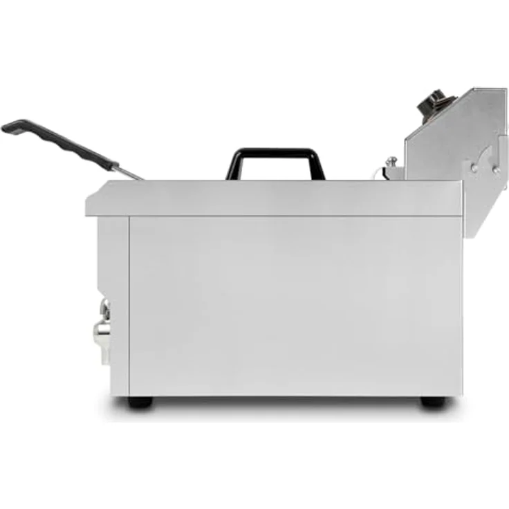 VERTES Friteuse Edelstahl 10L, 3000W, Kaltzonenprinzip, stufenlos regulierbare Temperatur 50-250°C, mit Ablasshahn und Frittierkorb – Bild 4