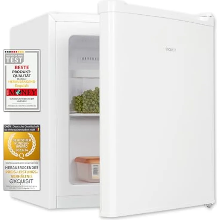 Exquisit Mini Gefrierschrank GB505-040E, 33l Nutzinhalt, 4 Sterne Gefrierfach -18°C, 40dB, Energieklasse E, weiss