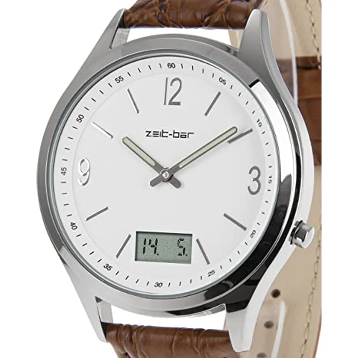 Zeit-Bar Funk-Armbanduhr Herren, mit Datums- und Sekundenanzeige, schwarz – Bild 4