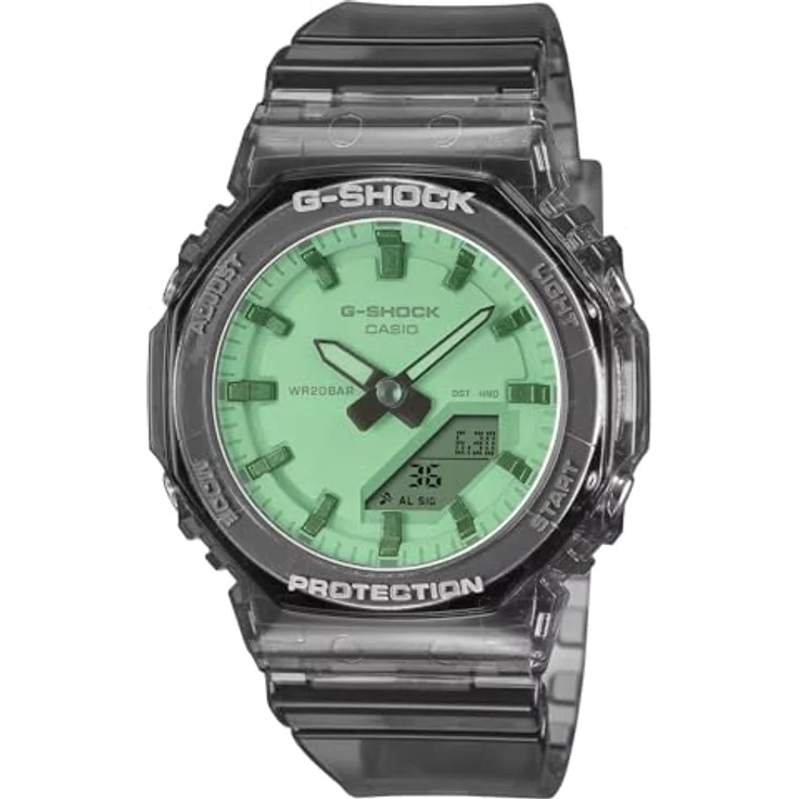 Casio G-Shock Classic Ana-Digi Armbanduhr Grau/Hellgrün mit Stoppuhr, Alarm und Mineralglas, GMA-P2100SR-1AER – Bild 1