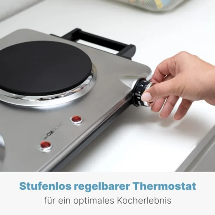 Clatronic DKP 3668 E Edelstahl-Doppelkochplatte - 2 stufenlos regelbare Thermostate - 2500 W – Bild 6