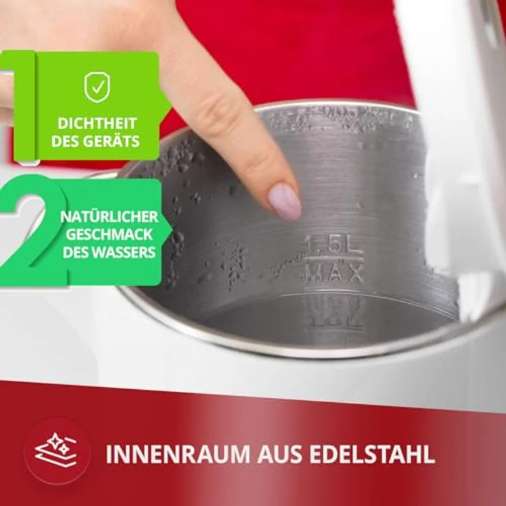MPM MCZ-120, Wasserkocher mit Temperaturregelung von 40-100 °C, kabellos, weiß, 1,5 l – Bild 4