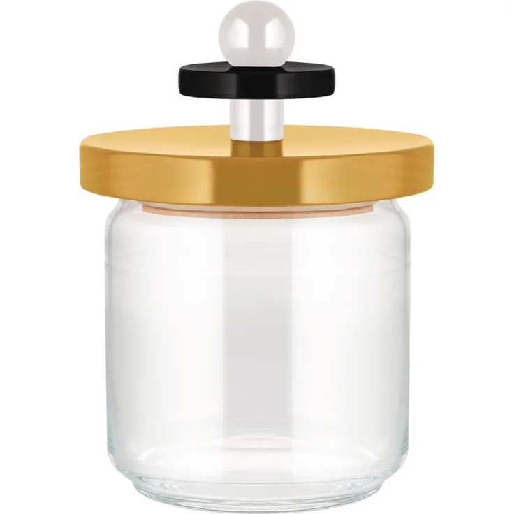 Alessi Twergi - Vorratsglas mit Holzdeckel 75 cl, gelb, limitierte Edition, lebensmittelgeeignet, Ettore Sottsass Design