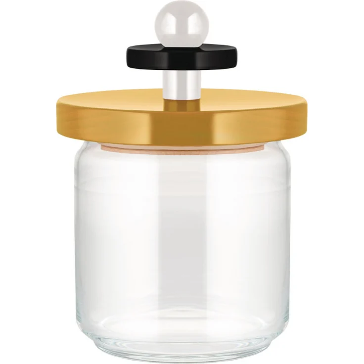 Alessi Twergi - Vorratsglas mit Holzdeckel 75 cl, gelb, limitierte Edition, lebensmittelgeeignet, Ettore Sottsass Design