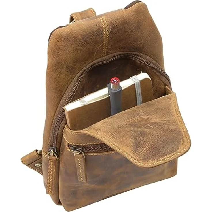 Greenburry Umhängetasche Vintage, Leder, großes Hauptfach, praktische Größe – Bild 7
