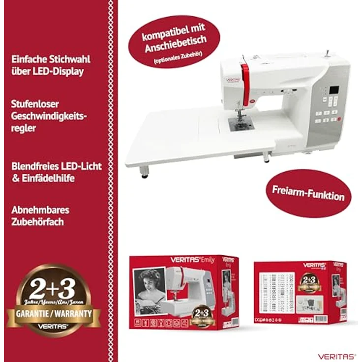 Veritas Nähmaschine Emily Freiarm-Nähmaschine, weiß – Bild 5