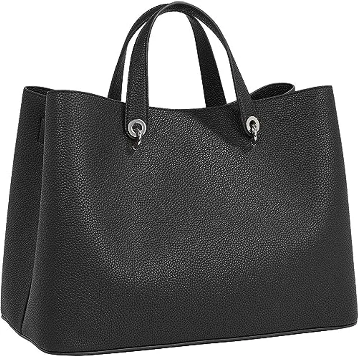 Tommy Hilfiger Emblem Shopper Tasche, 38 cm, schwarz, 100% Polyurethan, 38 x 22 x 27 cm – Bild 2