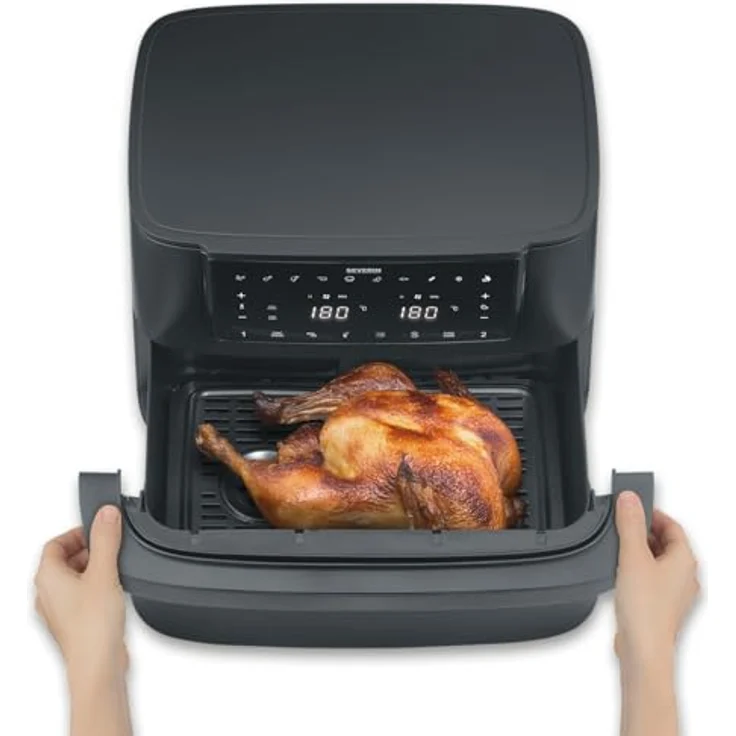 Severin Heißluftfritteuse FR 2490 "Flex Max Dual", 9 l, 2600 W, intelligente Heißluftzirkulation, Touch-Bedienung – Bild 8