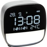 TFA Dostmann Wecker mit LED Nachtlicht digital, 60.2034.02, mit 2 Weckzeiten und 3 Lautstärke Stufen, Akkubetrieben, inkl Innenthermometer, weiß, (L) 81 x (B) 67 x (H) 82 mm