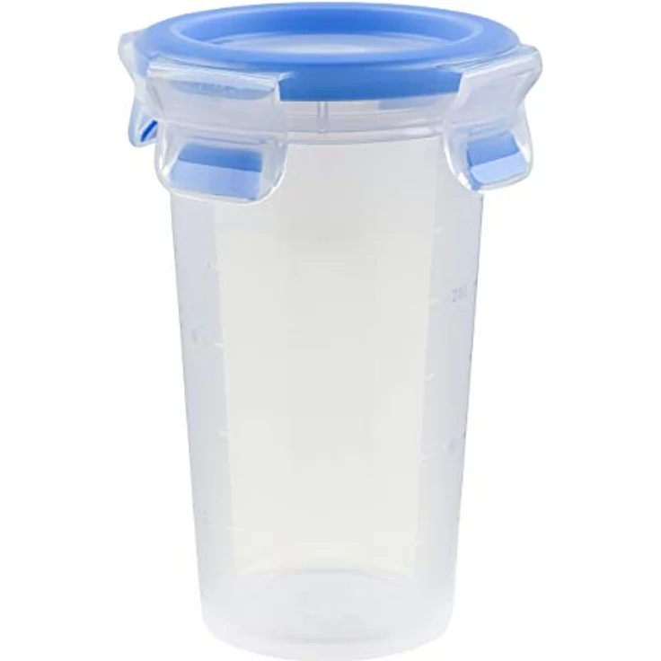 Emsa 508551 Runde Frischhaltedose mit Deckel, 0.35 Liter, Transparent-Blau, Clip & Close – Bild 2