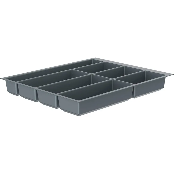 Schütte Besteckeinsatz Move, 392 x 473,5 mm, für Korpusbreite 50 cm, Silber, Kunststoff mit Fächern zur Besteckaufbewahrung