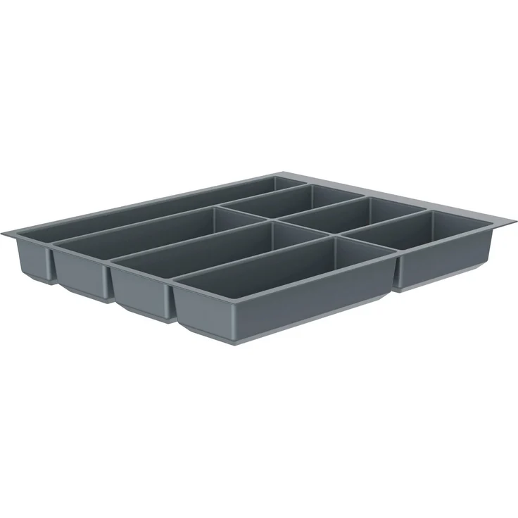 Schütte Besteckeinsatz Move, 392 x 473,5 mm, für Korpusbreite 50 cm, Silber, Kunststoff mit Fächern zur Besteckaufbewahrung