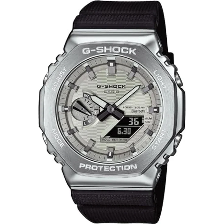 Casio G-Shock GBM-2100A-8BER, Herrenuhr Solar Bluetooth, analog-digital, weiß, Edelstahlgehäuse, Kunststoffarmband – Bild 1