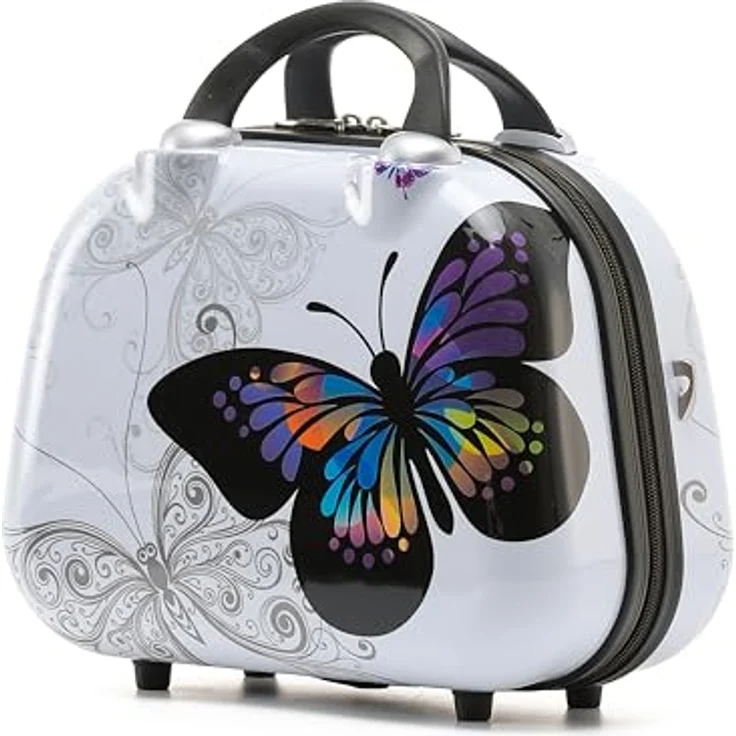 BEIBYE Butterfly 2060, 4-tlg. TSA-Reisekoffer Set, robustes Hartschalen-Kofferset mit Handgepäck und Beautycase, 360° drehbare Rollen, Schwarz – Bild 4