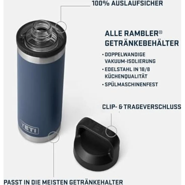 YETI Rambler Flasche Mit Chug-Verschluss, Edelstahl, weiß, 18 oz (532 ml), doppelwandige Vakuumisolierung, 100% leakproof, spülmaschinenfest – Bild 4