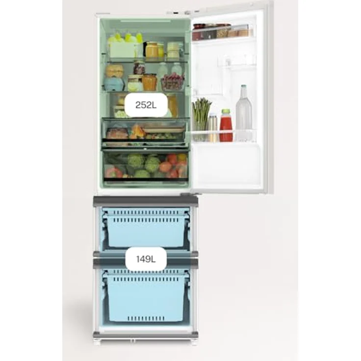 CREATE FRIDGE STUDIO COMBI PRO FLEX 401 Kühlschrank im italienischen Stil, 401L, Cremeweiß, No Frost, Urlaubsmodus, antibakteriell, Touch-Elektronik, 158W – Bild 4