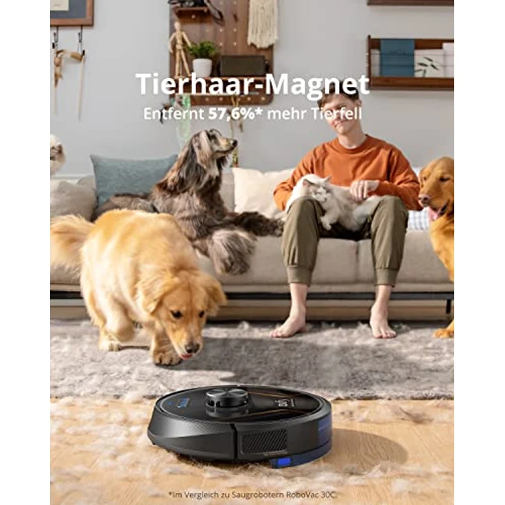 RoboVac X8 Hybrid Saugroboter mit Wischfunktion, 180 min Akkubetrieb, 2.000 Pa Saugleistung, BoostIQ, schwarz – Bild 4