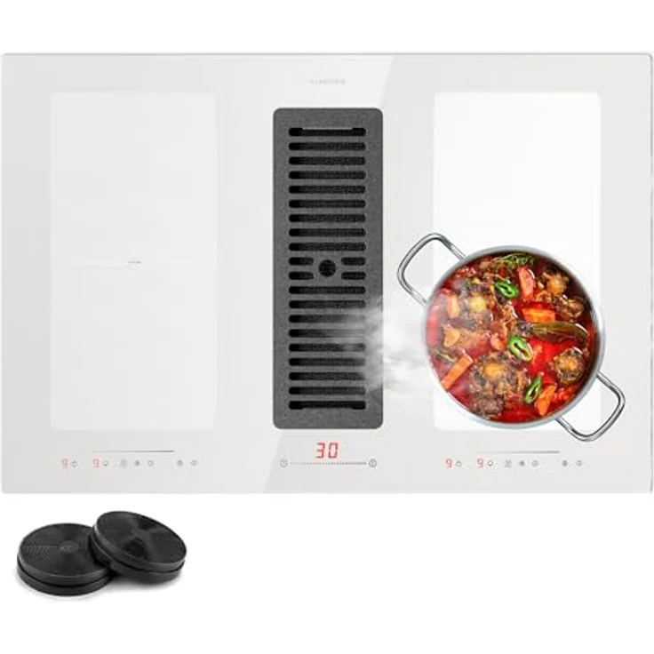 Klarstein Full House 77 DownAir System, Induktionskochfeld mit integriertem Dunstabzug, 391m³/h Luftstrom, Touch Control, Energieklasse A+ – Bild 1