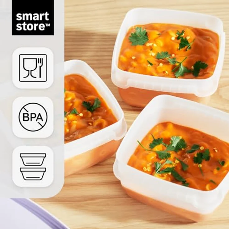 SmartStore Frischhaltedosen 0.5L 5er Set, BPA-freie Kühlschrank- und Gefrierboxen, mikrowellengeeignet, stapelbar und spülmaschinenfest – Bild 5