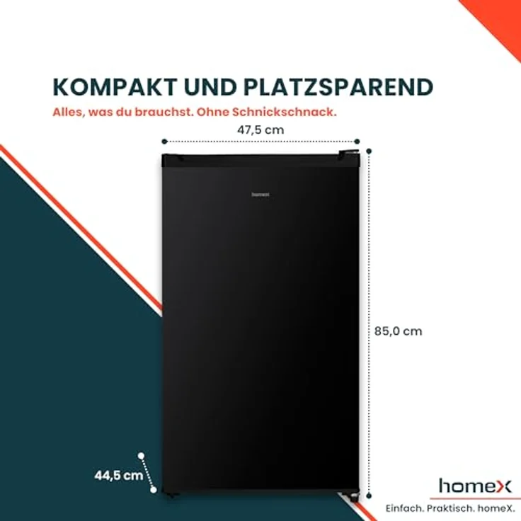 homeX CS0881-B Kühlschrank ohne Gefrierfach, 90L Nutzinhalt, freistehend, kompakt, schwarz – Bild 3