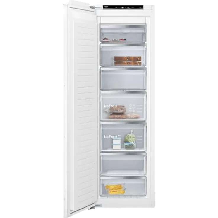 Siemens GI81NACE0 iQ500 Einbau-Gefrierschrank, Flachscharnier mit Softeinzug, 177,2 x 55,8 cm, 212 L Gefrieren, noFrost - nie wieder abtauen, varioZone - Platz im Gefrierbereich flexibel nutzen