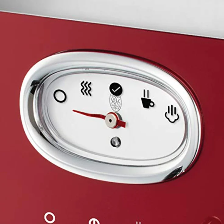 Russell Hobbs Espressomaschine Retro Rot Siebträger (15 Bar, 2 Tassen-Einsätze, 1,1l abnehmbarer Wassertank, Dampf-Milchschaumdüse, Portionierlöffel mit Tamper) Kaffeemaschine, 28250-56 – Bild 5