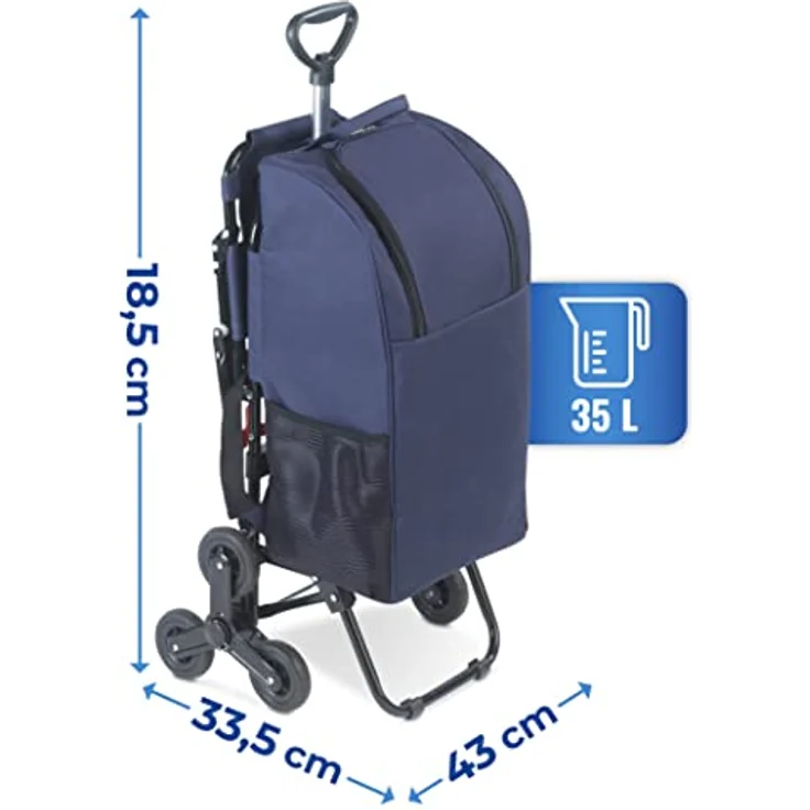 Maximex Einkaufstrolley mit Sitz - mit rückenschonendem Teleskopgriff Fassungsvermögen: 35 l, Aluminium, 39 x 103 x 58 cm, Silber matt – Bild 3