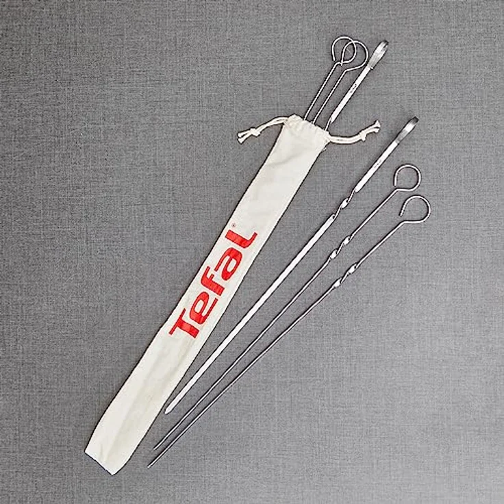 Tefal K185S7 Spieße-Set, Edelstahl, Silber, 6 wiederverwendbare Grillspieße mit Baumwollbeutel – Bild 3