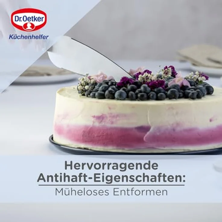 Dr. Oetker Springform Ø 28 cm BACK-LIEBE EMAILLE, Backform mit schnitt- & kratzfestem Flachboden mit le-Versiegelung, runde Kuchenform mit Ring aus Stahlblech (Farbe: Blau), Menge: 1 Stück – Bild 6