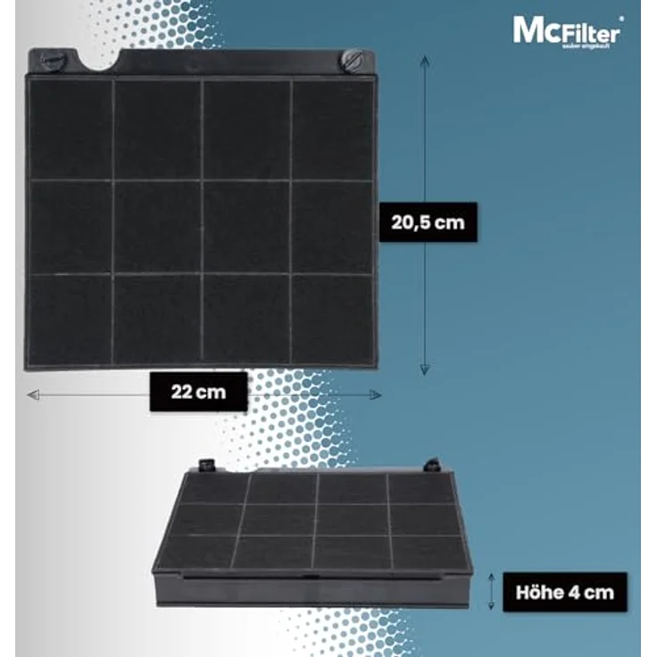 McFilter Aktivkohlefilter Kohlefilter Filter für Elica Type15 E3CFE15 AEG 9029793818, Zanker IKEA Privileg Progress Whirlpool Bauknecht 481248048145 AMC027, rechteckig, ca. 230 mm x 210 mm x 30 mm (schwarz) – Bild 3