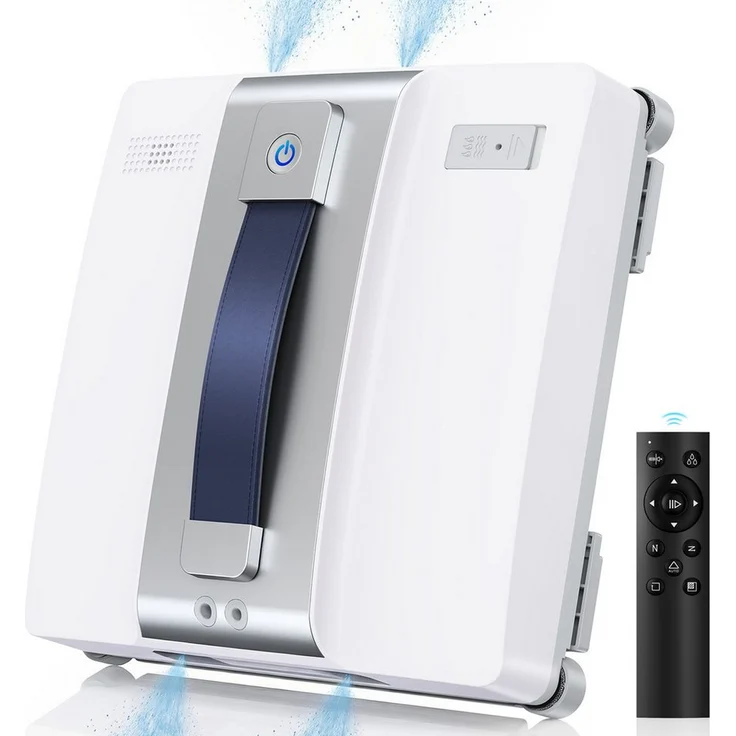 lubluelu Fensterputzroboter CHYW200, 6500 Pa Saugkraft, Fernbedienung, 60ml Wassertank, Sprühfunktion, Anti-Fall Schutz