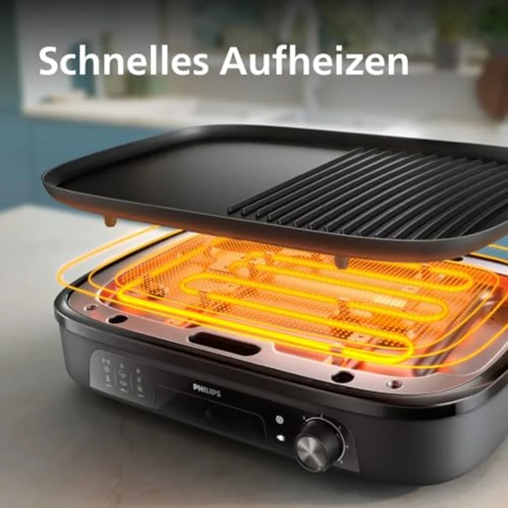 Philips Tischgrill, elektrisch mit Antihaftbeschichtung und kompakter Bauweise – Bild 5