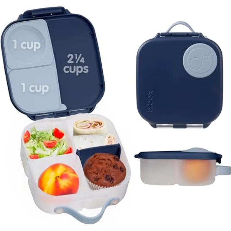 B.Box Mini Midnight, Lunchbox mit herausnehmbaren Fächern, blauer Silikondichtung für auslaufsichere Snacks und große Tragegriff – Bild 1