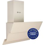 Wiggo Dunstabzugshaube 50cm kopffrei I Abluft Umluft Dunstabzug 300m³/h - LED Touch-Display 3 Stufen I Schräghaube inkl. Fettfilter & 2x Kohlefilter I Abzugshaube mit 3 teiliger Glasfront creme